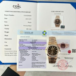 Đồng Hồ Patek Philippe Nautilus 5723 Mặt Nâu Chế Tác Bọc Vàng 18K + Đính Kim Cương Tổng Hợp Baguette 40mm (2)