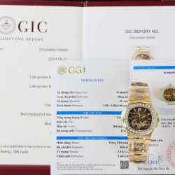 Đồng Hồ Patek Philippe Nautilus 5724R Mặt Nâu Tùy Chỉnh Bọc Vàng Thật + Kim Cương Moissanite Xưởng PPF 40mm (2)