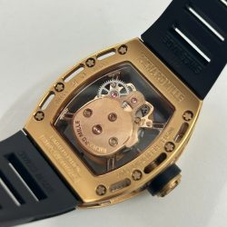 Đồng Hồ Richard Mille Fake Cao Cấp RM052 Rose Gold Skull Đính Đá Dây Cao Su 42mm (2)