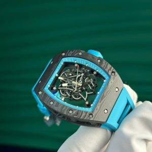 Đồng Hồ Richard Mille RM055 Carbon NTPT Chế Tác Màu Xanh Dương Xưởng ZF 49.9×42 (2)