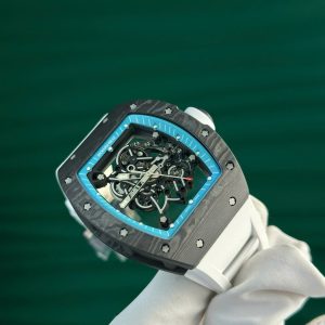 Đồng Hồ Richard Mille RM055 Chế Tác Vỏ Carbon NTPT Dây Cao Su Trắng Nhà Máy ZF 49.9×42 (2)