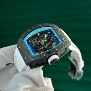 Đồng Hồ Richard Mille RM055 Chế Tác Vỏ Carbon NTPT Dây Cao Su Trắng Nhà Máy ZF 49.9×42 (2)