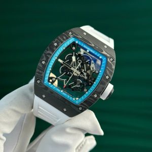 Đồng Hồ Richard Mille RM055 Chế Tác Vỏ Carbon NTPT Dây Cao Su Trắng Nhà Máy ZF 49.9×42 (2)