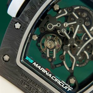 Đồng Hồ Richard Mille RM055 Chế Tác Vỏ Carbon NTPT Dây Cao Su Trắng Nhà Máy ZF 49.9×42 (2)
