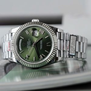Đồng Hồ Rolex Chế Tác Day-Date Mặt Xanh Lá Cây Trọng Lượng 186 Grams Xưởng QF 40mm (2)