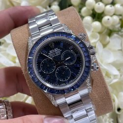 Đồng Hồ Rolex Chế Tác Daytona 126599TSA Bọc Vàng Trắng 18K Đá Sapphire Xanh Nhân Tạo 40mm (1)