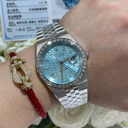 Đồng Hồ Rolex Chế Tác Land-Dweller 127286TBR Bọc Vàng Trắng 18K Kim Cương Moissanite 40mm (1)