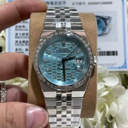 Đồng Hồ Rolex Chế Tác Land-Dweller 127286TBR Bọc Vàng Trắng 18K Kim Cương Moissanite 40mm (1)