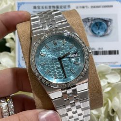 Đồng Hồ Rolex Chế Tác Land-Dweller 127286TBR Bọc Vàng Trắng 18K Kim Cương Moissanite 40mm (1)