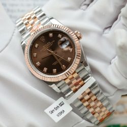 Đồng Hồ Rolex DateJust Mặt Chocolate Chế Tác Bọc Vàng Hồng Xưởng GM 36mm (2)