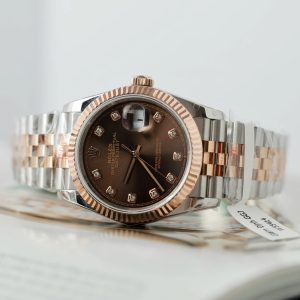 Đồng Hồ Rolex DateJust Mặt Chocolate Chế Tác Bọc Vàng Hồng Xưởng GM 36mm (2)