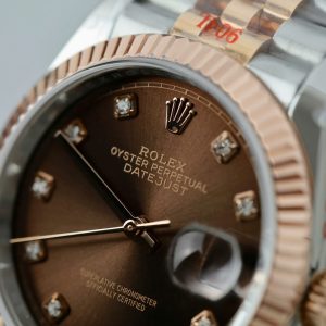 Đồng Hồ Rolex DateJust Mặt Chocolate Chế Tác Bọc Vàng Hồng Xưởng GM 36mm (2)