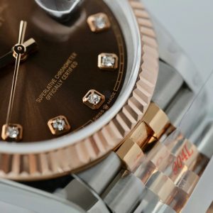 Đồng Hồ Rolex DateJust Mặt Chocolate Chế Tác Bọc Vàng Hồng Xưởng GM 36mm (2)
