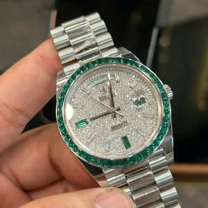 Đồng Hồ Rolex Day-Date Chế Tác Kim Cương Moissanite Trọng Lượng 200 Gram 40mm (2)
