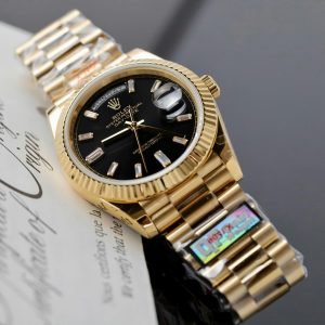 Đồng Hồ Rolex Day-Date Mặt Đen Rep 11 Trọng Lượng 184 Grams Nhà Máy QF 40mm (2)