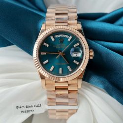 Đồng Hồ Rolex Day-Date Mặt Xanh Lục Lam Chế Tác Bọc Vàng Hồng Xưởng GM 36mm (2)