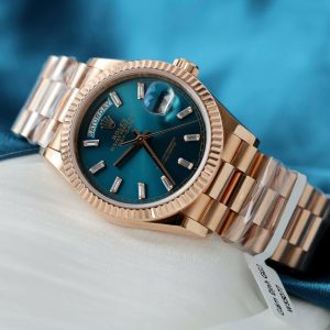 Đồng Hồ Rolex Day-Date Mặt Xanh Lục Lam Chế Tác Bọc Vàng Hồng Xưởng GM 36mm (2)