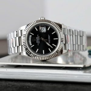 Đồng Hồ Rolex Day-Date Replica 11 Mặt Đen Cọc Số Dạ Quang Xưởng GM 40mm (12)