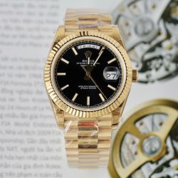 Đồng Hồ Rolex Day-Date Replica 11 Mặt Đen Cọc Số Dạ Quang Xưởng GM 40mm (2)