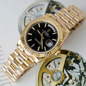 Đồng Hồ Rolex Day-Date Replica 11 Mặt Đen Cọc Số Dạ Quang Xưởng GM 40mm (2)