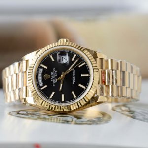 Đồng Hồ Rolex Day-Date Replica 11 Mặt Đen Cọc Số Dạ Quang Xưởng GM 40mm (2)
