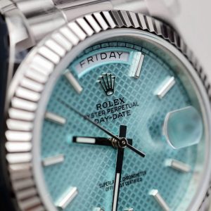 Đồng Hồ Rolex Day-Date Replica 11 Mặt Xanh Băng Hoạ Tiết Chéo Xưởng GM 40mm (2)
