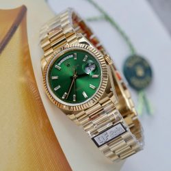 Đồng Hồ Rolex Day-Date Replica 11 Mặt Xanh Lá Cây Mạ Vàng Xưởng QF 36mm (2)