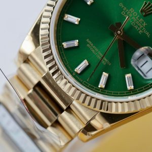 Đồng Hồ Rolex Day-Date Replica 11 Mặt Xanh Lá Cây Mạ Vàng Xưởng QF 36mm (2)