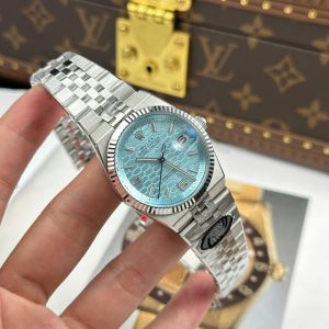 Đồng Hồ Rolex Land-Dweller 127236 Replica 11 Mặt Xanh Băng Họa Tiết Tổ Ong 36mm (2)