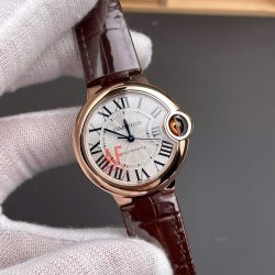 Đồng hồ Cartier nữ dây da máy cơ Automatic Ballon Bleu De WJBB0040 màu nâu xưởng AF 33mm (6)