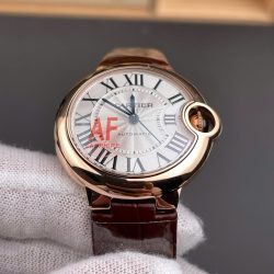 Đồng hồ Cartier nữ dây da máy cơ Automatic Ballon Bleu De WJBB0040 màu nâu xưởng AF 33mm (6)
