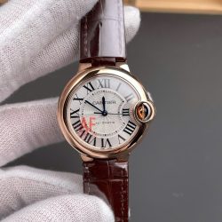 Đồng hồ Cartier nữ dây da máy cơ Automatic Ballon Bleu De WJBB0040 màu nâu xưởng AF 33mm (6)