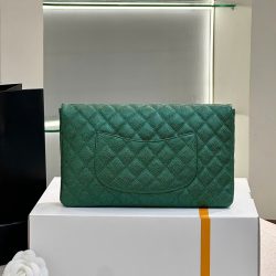 Túi Cầm Tay Chanel Classic Siêu Cấp Màu Xanh Lá Cây 25cm (2)