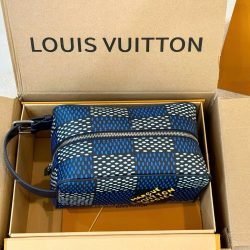 Túi Clutch Louis Vuitton LV Locker Dopp Kit Màu Xanh Trắng Siêu Cấp 23x16cm (2)