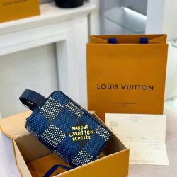 Túi Clutch Louis Vuitton LV Locker Dopp Kit Màu Xanh Trắng Siêu Cấp 23x16cm (2)