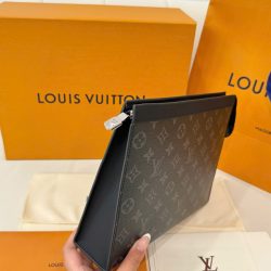 Túi Clutch Louis Vuitton Siêu Cấp Họa Tiết Monogram Màu Xám 26cm (2)