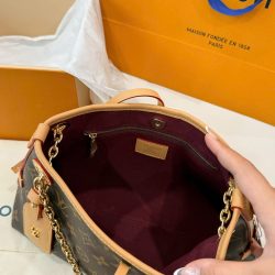 Túi Xách Carry All BB Siêu Cấp Họa Tiết Monogram Viền Da Bò 26x17x10cm (2)