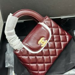 Túi Xách Chanel 23K Kelly Siêu Cấp Nữ Màu Đỏ Khóa Vàng 19x13x7cm (2)