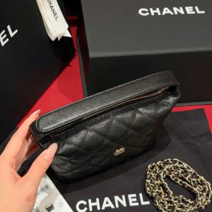 Túi Xách Chanel 25C Hobo Siêu Cấp Nữ Da Hạt Màu Đen 21,5x19x5cm (2)