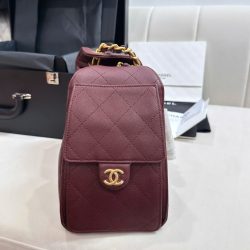 Túi Xách Chanel Jennie Like Auth Màu Đỏ Mận Dáng Hobo 26cm (2)