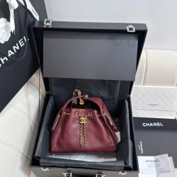 Túi Xách Chanel Jennie Like Auth Màu Đỏ Mận Dáng Hobo 26cm (2)