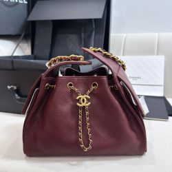 Túi Xách Chanel Jennie Like Auth Màu Đỏ Mận Dáng Hobo 26cm (2)