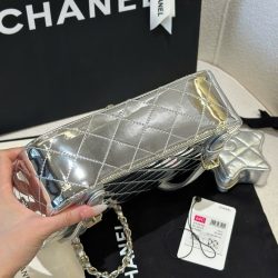 Túi Xách Chanel Nữ Like Auth Màu Bạc Chất Da Bóng 24x19cm (1)