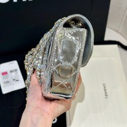 Túi Xách Chanel Nữ Like Auth Màu Bạc Chất Da Bóng 24x19cm (1)