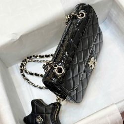 Túi Xách Chanel Nữ Siêu Cấp Màu Đen Chất Da Bóng 24x19cm (2)