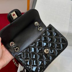 Túi Xách Chanel Nữ Siêu Cấp Màu Đen Chất Da Bóng 24x19cm (2)