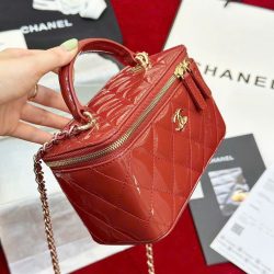 Túi Xách Chanel Vanity Siêu Cấp Nữ Da Bóng Màu Đỏ 18cm (2)