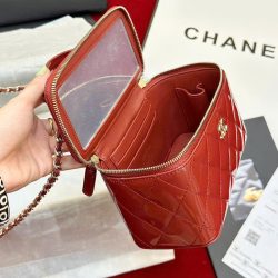 Túi Xách Chanel Vanity Siêu Cấp Nữ Da Bóng Màu Đỏ 18cm (2)