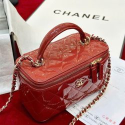 Túi Xách Chanel Vanity Siêu Cấp Nữ Da Bóng Màu Đỏ 18cm (2)