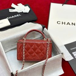 Túi Xách Chanel Vanity Siêu Cấp Nữ Da Bóng Màu Đỏ 18cm (2)
